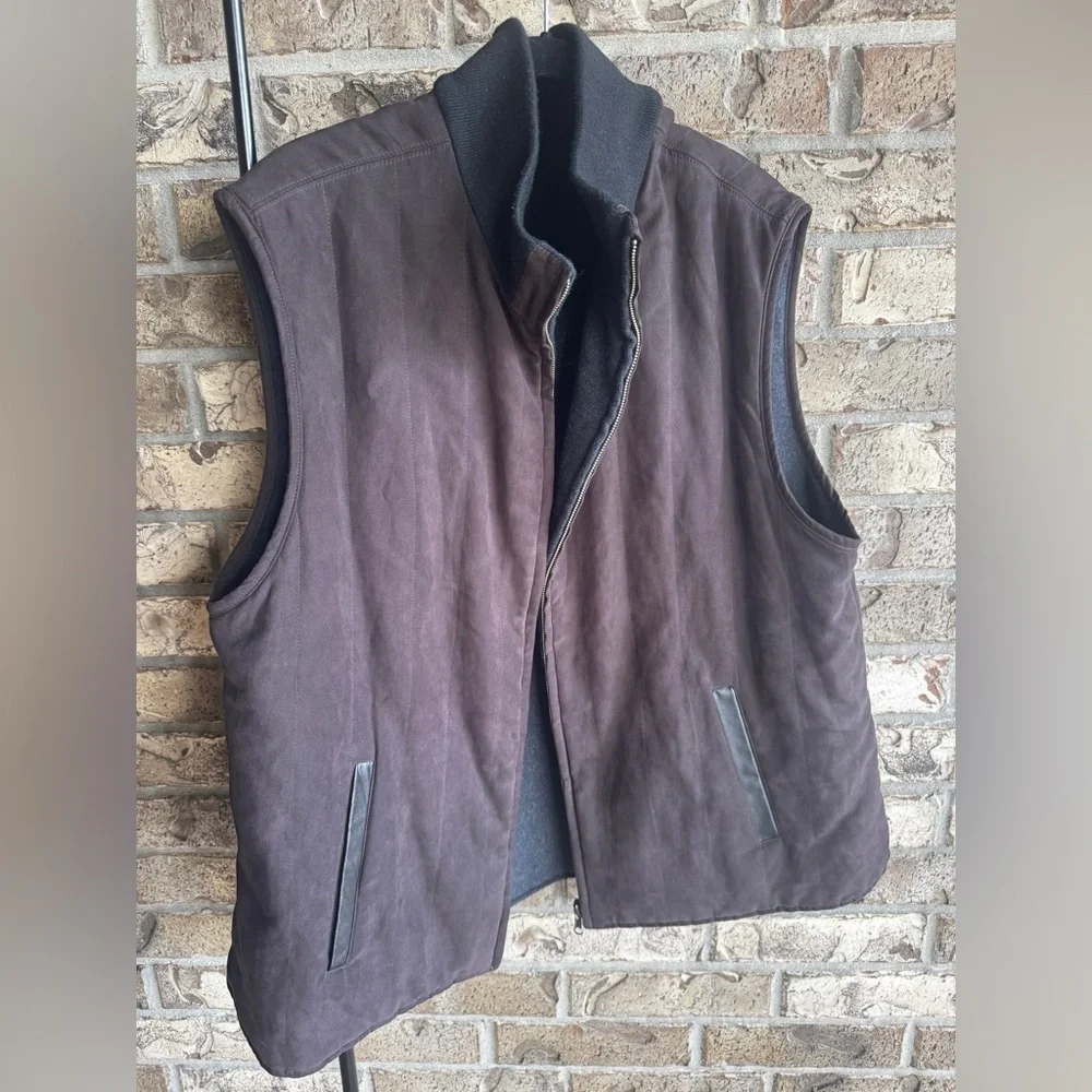 Daniel Cremieux Signature Collection Brown Wool Cashmere Reversible Vest Sz XXL